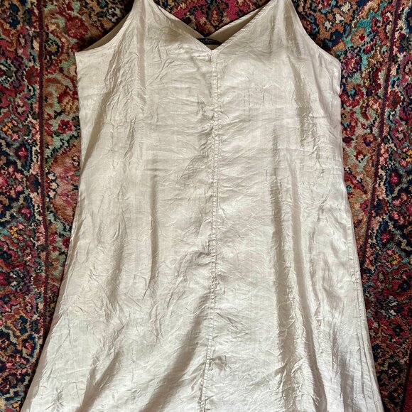 Peruvian Connection Size Small Silk Slip Dress Color Oyster - Picture 5 of 7